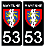 53 MAYENNE - Stickers pour plaque d'immatriculation, disponible pour AUTO et MOTO