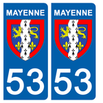 53 MAYENNE - License plate stickers, available for CAR and MOTORCYCLE