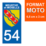 54 MEURTHE et MOSELLE - Stickers for license plates, available for CAR and MOTORCYCLE