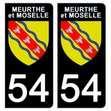 54 MEURTHE et MOSELLE - Stickers pour plaque d'immatriculation, disponible pour AUTO et MOTO