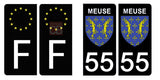 55 MEUSE - Stickers for license plates, available for CAR and MOTORCYCLE