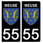 55 MEUSE - Stickers pour plaque d'immatriculation, disponible pour AUTO et MOTO