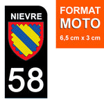 58 NIEVRE - Stickers pour plaque d'immatriculation, disponible pour AUTO et MOTO