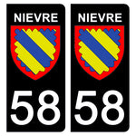 58 NIEVRE - Stickers pour plaque d'immatriculation, disponible pour AUTO et MOTO