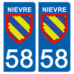 58 NIEVRE - Stickers for license plates, available for CAR and MOTORCYCLE