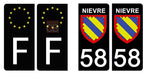 58 NIEVRE - Stickers pour plaque d'immatriculation, disponible pour AUTO et MOTO