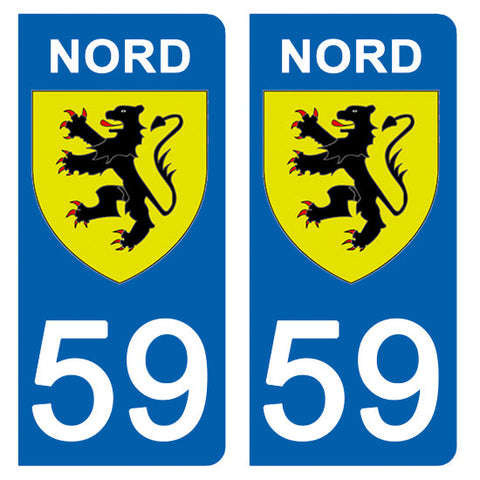 59 NORD - Stickers pour plaque d'immatriculation, disponible pour AUTO et MOTO