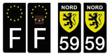 59 NORD - Stickers pour plaque d'immatriculation, disponible pour AUTO et MOTO