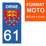 61 ORNE - Stickers pour plaque d'immatriculation, disponible pour AUTO et MOTO