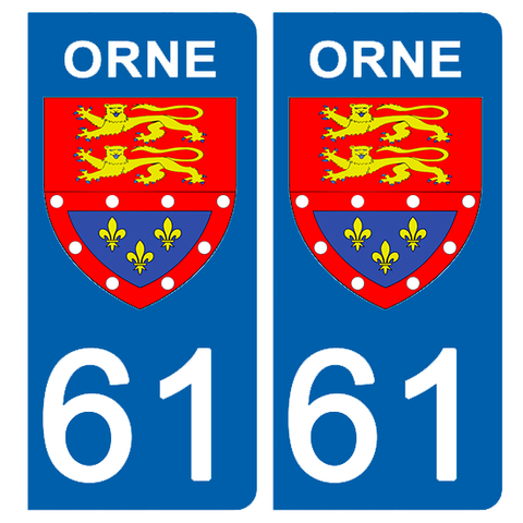 61 ORNE - Stickers pour plaque d'immatriculation, disponible pour AUTO et MOTO