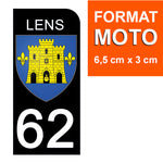 62 PAS DE CALAIS, LENS - Stickers pour plaque d'immatriculation, disponible pour AUTO et MOTO