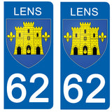 62 PAS DE CALAIS, LENS - Stickers pour plaque d'immatriculation, disponible pour AUTO et MOTO