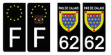 62 PAS DE CALAIS - License plate stickers, available for CAR and MOTORCYCLE