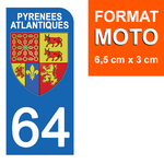 64 PYRENNEES ATLANTIQUES - Stickers for license plates, available for CAR and MOTORCYCLE