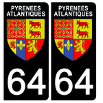 64 PYRENNEES ATLANTIQUES - Stickers pour plaque d'immatriculation, disponible pour AUTO et MOTO