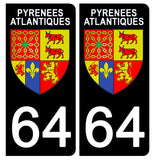 64 PYRENNEES ATLANTIQUES - Stickers for license plates, available for CAR and MOTORCYCLE