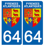 64 PYRENNEES ATLANTIQUES - Stickers pour plaque d'immatriculation, disponible pour AUTO et MOTO