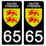 65 HAUTES PYRENNEES - Stickers for license plates, available for CAR and MOTORCYCLE