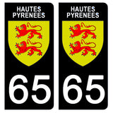 65 HAUTES PYRENNEES - Stickers for license plates, available for CAR and MOTORCYCLE