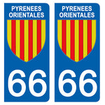 66 PYRENNEES ORIENTALES - Stickers pour plaque d'immatriculation, disponible pour AUTO et MOTO