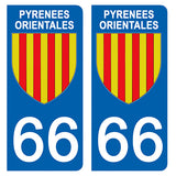 66 PYRENNEES ORIENTALES - Stickers pour plaque d'immatriculation, disponible pour AUTO et MOTO