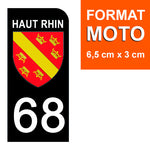 68 HAUT RHIN - Stickers pour plaque d'immatriculation, disponible pour AUTO et MOTO