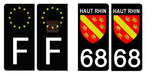 68 HAUT RHIN - Stickers pour plaque d'immatriculation, disponible pour AUTO et MOTO