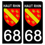 68 HAUT RHIN - Stickers pour plaque d'immatriculation, disponible pour AUTO et MOTO