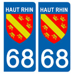 68 HAUT RHIN - Stickers pour plaque d'immatriculation, disponible pour AUTO et MOTO