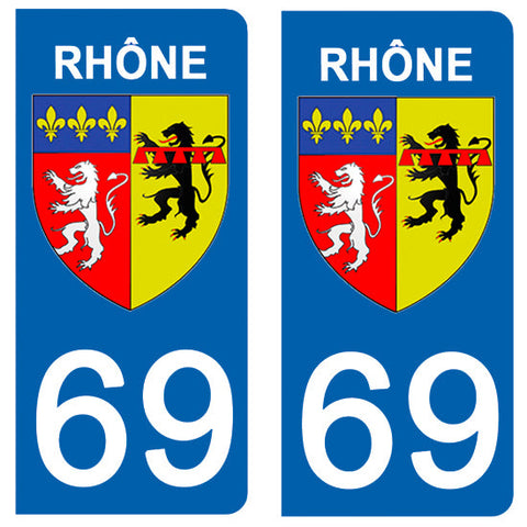 69 RHONE - Stickers pour plaque d'immatriculation, disponible pour AUTO et MOTO