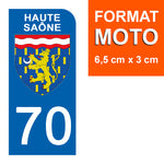 70 HAUTE SAÔNE - License plate stickers, available for CAR and MOTORCYCLE