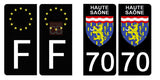 70 HAUTE SAÔNE - Stickers pour plaque d'immatriculation, disponible pour AUTO et MOTO