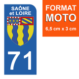 71 SAÔNE et LOIRE - Stickers pour plaque d'immatriculation, disponible pour AUTO et MOTO