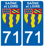 71 SAÔNE et LOIRE - Stickers for license plates, available for CAR and MOTORCYCLE