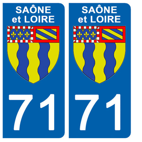 71 SAÔNE et LOIRE - Stickers pour plaque d'immatriculation, disponible pour AUTO et MOTO