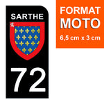 72 SARTHE - Stickers for license plates, available for CAR and MOTORCYCLE