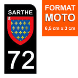 72 SARTHE - Stickers pour plaque d'immatriculation, disponible pour AUTO et MOTO