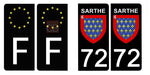 72 SARTHE - Stickers pour plaque d'immatriculation, disponible pour AUTO et MOTO