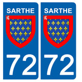 72 SARTHE - Stickers pour plaque d'immatriculation, disponible pour AUTO et MOTO