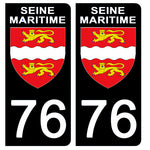 76 SEINE MARITIME - Stickers pour plaque d'immatriculation, disponible pour AUTO et MOTO