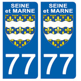 77 SEINE et MARNE - Stickers pour plaque d'immatriculation, disponible pour AUTO et MOTO