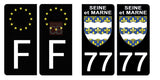 77 SEINE et MARNE - Stickers pour plaque d'immatriculation, disponible pour AUTO et MOTO