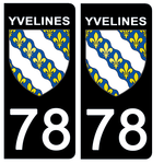 78 YVELINES - Stickers pour plaque d'immatriculation, disponible pour AUTO et MOTO