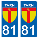 81 TARN - Stickers pour plaque d'immatriculation, disponible pour AUTO et MOTO