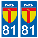 81 TARN - Stickers pour plaque d'immatriculation, disponible pour AUTO et MOTO