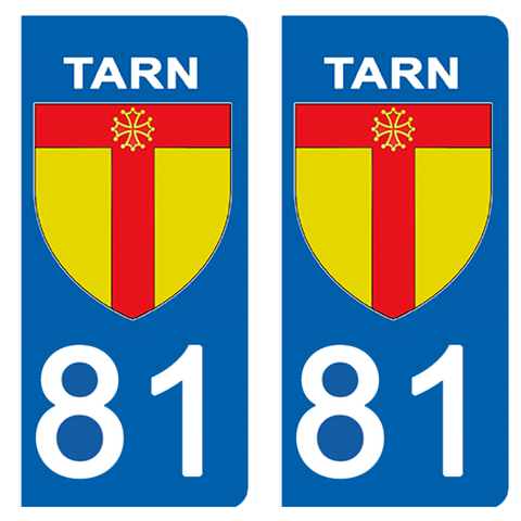 81 TARN - Stickers pour plaque d'immatriculation, disponible pour AUTO et MOTO