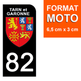 82 TARN et GARONNE - Stickers pour plaque d'immatriculation, disponible pour AUTO et MOTO