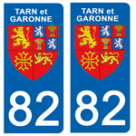 82 TARN et GARONNE - Stickers for license plates, available for CAR and MOTORCYCLE