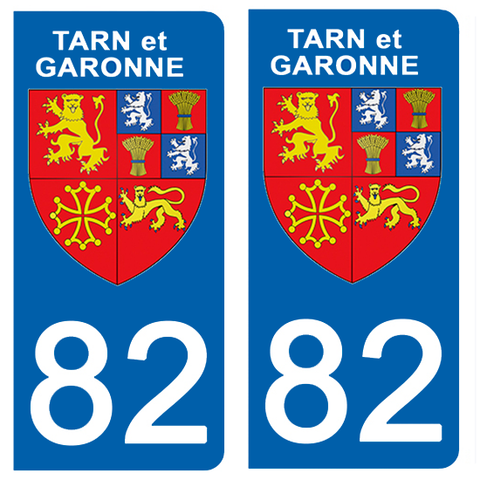 82 TARN et GARONNE - Stickers pour plaque d'immatriculation, disponible pour AUTO et MOTO