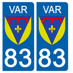 83 VAR - Stickers pour plaque d'immatriculation, disponible pour AUTO et MOTO